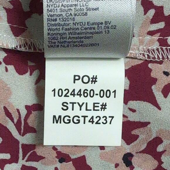 NWT NYDJ Fairy Dust Floral Flounce Sleeve V Neck Blouse Womens Size Small - Picture 8 of 11